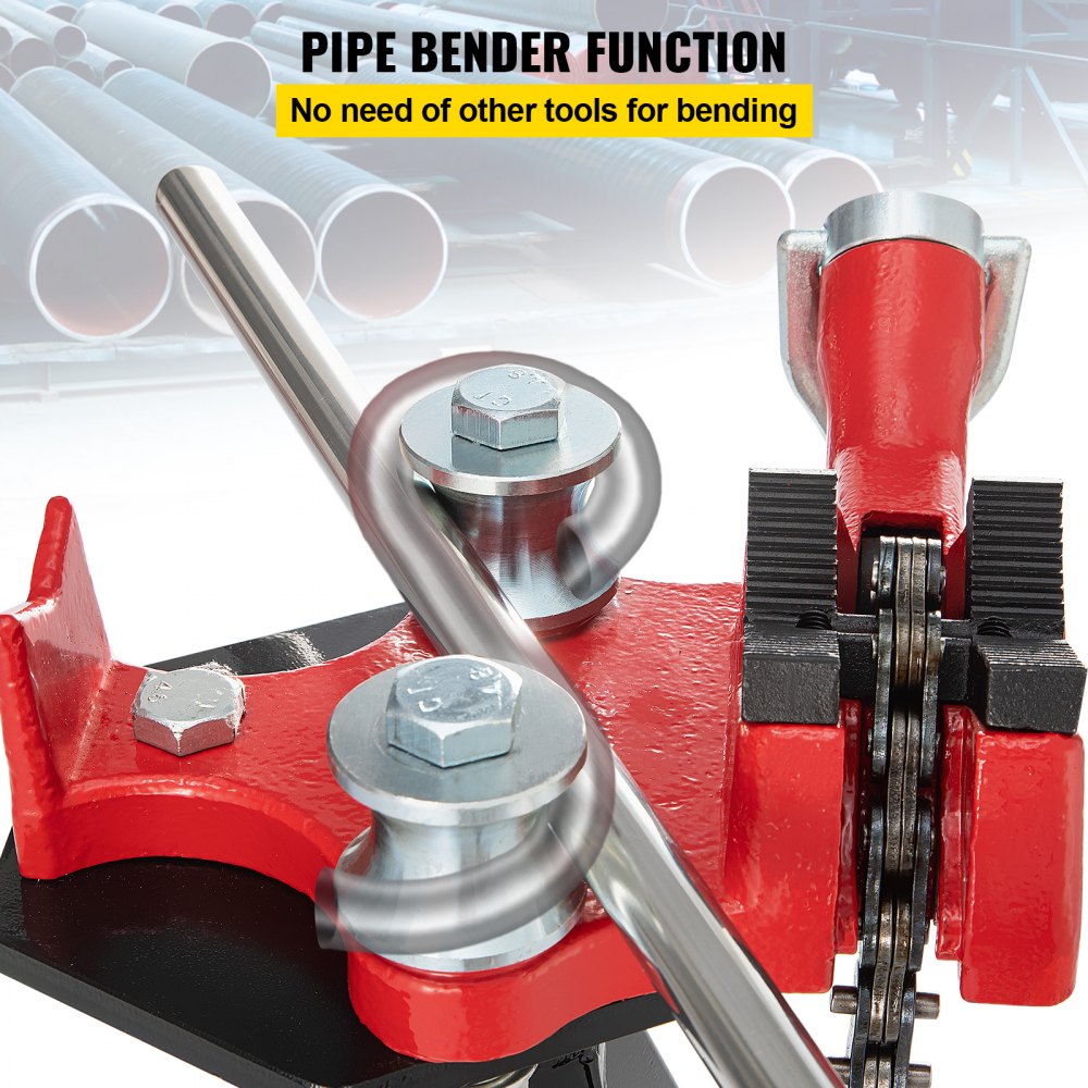VEVOR Tripod Pipe Chain Vise, Capacidad de tubería de 1/8"-5", Soporte de cadena de 36.4" de longitud con patas de acero plegables portátiles, para agarrar, apoyar y doblar tuberías en fábrica, taller y hogar