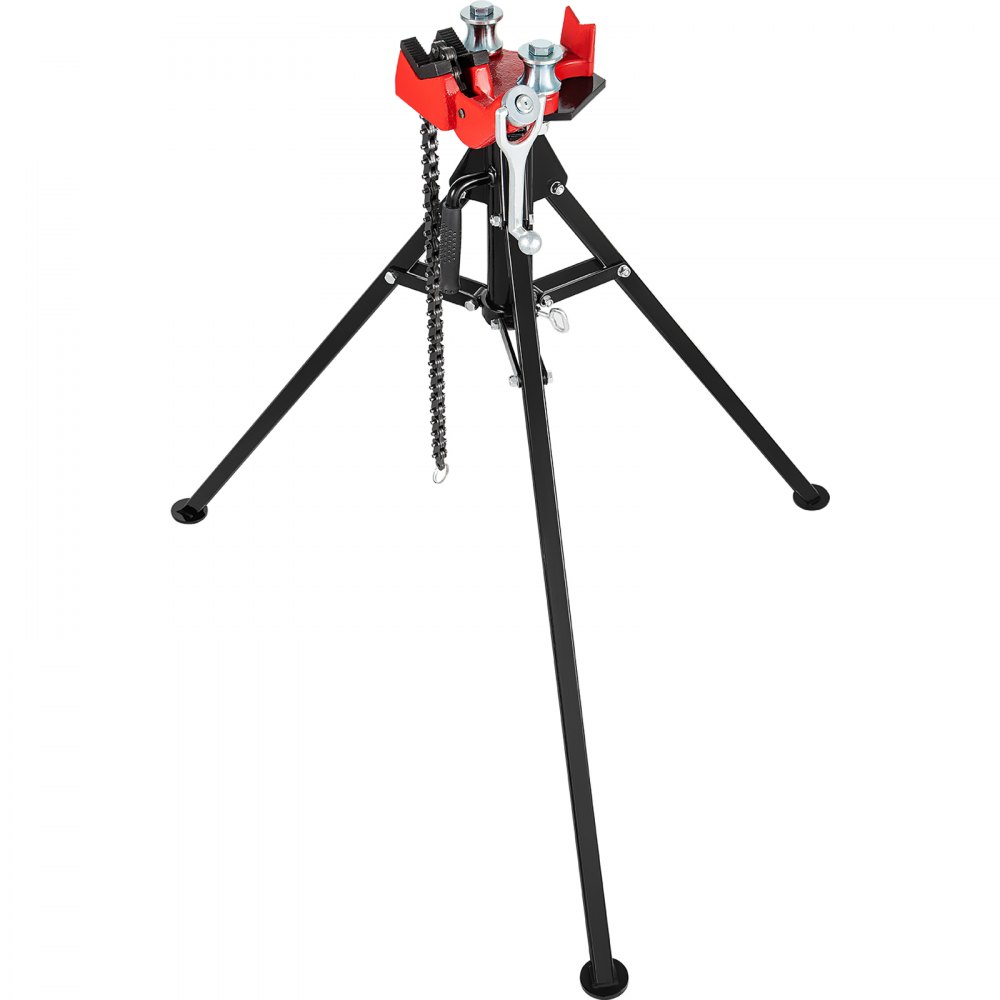 VEVOR Tripod Pipe Chain Vise, Capacidad de tubería de 1/8"-5", Soporte de cadena de 36.4" de longitud con patas de acero plegables portátiles, para agarrar, apoyar y doblar tuberías en fábrica, taller y hogar