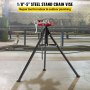 VEVOR Tripod Pipe Chain Vise, Capacidad de tubería de 1/8"-5", Soporte de cadena de 36.4" de longitud con patas de acero plegables portátiles, para agarrar, apoyar y doblar tuberías en fábrica, taller y hogar