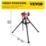 VEVOR Tripod Pipe Chain Vise, Capacidad de tubería de 1/8"-5", Soporte de cadena de 36.4" de longitud con patas de acero plegables portátiles, para agarrar, apoyar y doblar tuberías en fábrica, taller y hogar