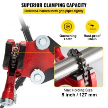 VEVOR Tripod Pipe Chain Vise, Capacidad de tubería de 1/8"-5", Soporte de cadena de 36.4" de longitud con patas de acero plegables portátiles, para agarrar, apoyar y doblar tuberías en fábrica, taller y hogar