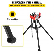 VEVOR Tripod Pipe Chain Vise, Capacidad de tubería de 1/8"-5", Soporte de cadena de 36.4" de longitud con patas de acero plegables portátiles, para agarrar, apoyar y doblar tuberías en fábrica, taller y hogar
