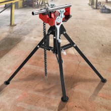 VEVOR Tripod Pipe Chain Vise, Capacidad de tubería de 1/8"-5", Soporte de cadena de 36.4" de longitud con patas de acero plegables portátiles, para agarrar, apoyar y doblar tuberías en fábrica, taller y hogar