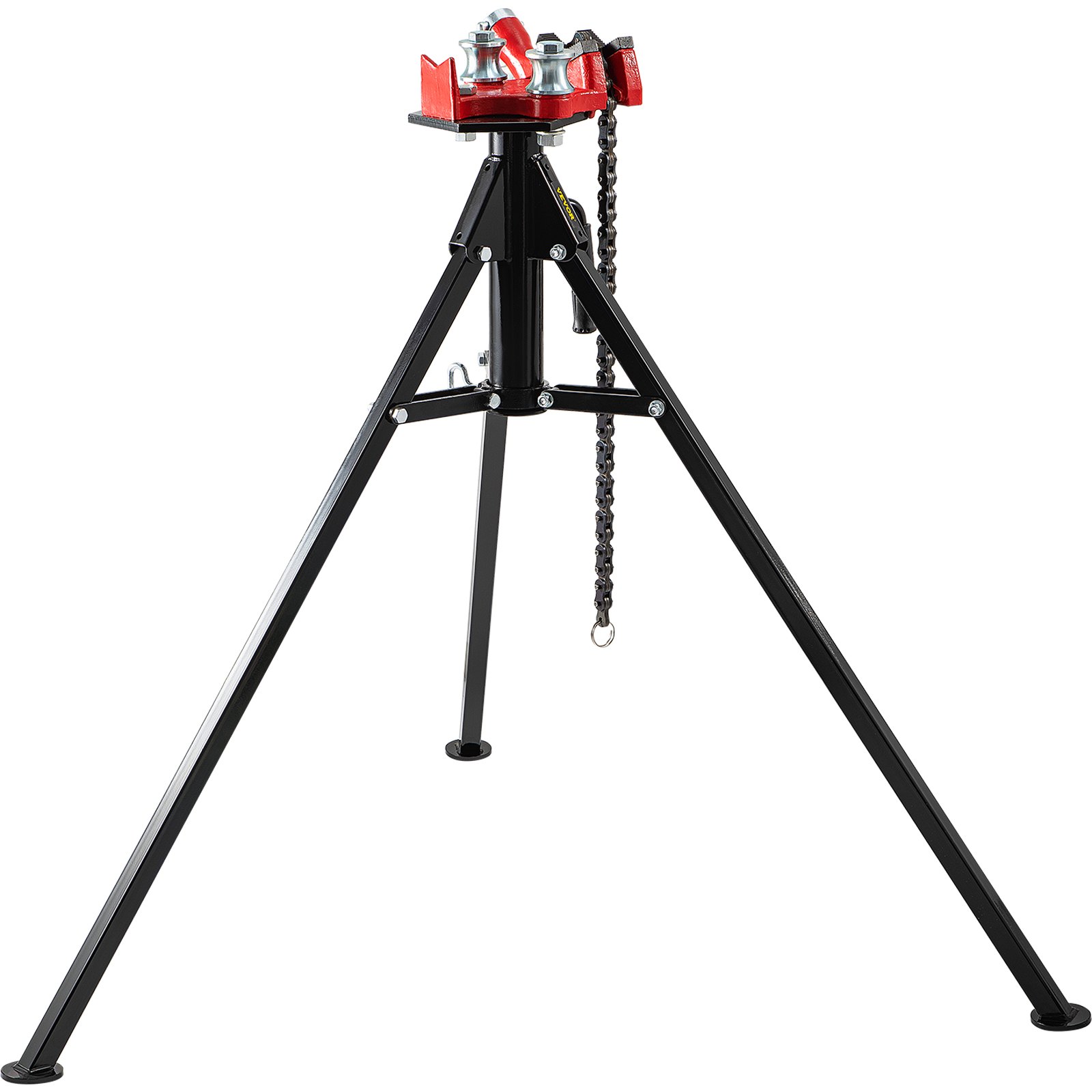 VEVOR Tripod Pipe Chain Vise, Capacidad de tubería de 1/8"-5", Soporte de cadena de 36.4" de longitud con patas de acero plegables portátiles, para agarrar, apoyar y doblar tuberías en fábrica, taller y hogar