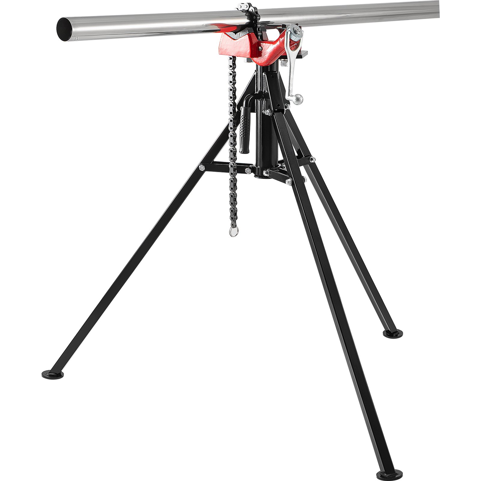 VEVOR Tripod Pipe Chain Vise, Capacidad de tubería de 1/8"-5", Soporte de cadena de 36.4" de longitud con patas de acero plegables portátiles, para agarrar, apoyar y doblar tuberías en fábrica, taller y hogar