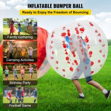 Pelota de parachoques inflable VEVOR de 1,2 m de diámetro, pelota de fútbol de burbujas, explote en 5 minutos, pelota Zorb inflable para adultos o niños (4 pies, punto rojo)