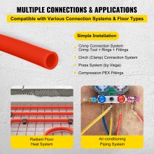 VEVOR 1/2" 1000 Piedi Tubo PEX Rosso Pipe Barriera all'Ossigeno EVOH Tubi per Riscaldamento a Pavimento Radiante Tubi Idraulici per Acqua Fredda e Calda per Impianti Idraulici, Radianti e Idronici