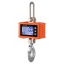 Báscula de grúa VEVOR con carcasa naranja, pantalla digital y gancho resistente.