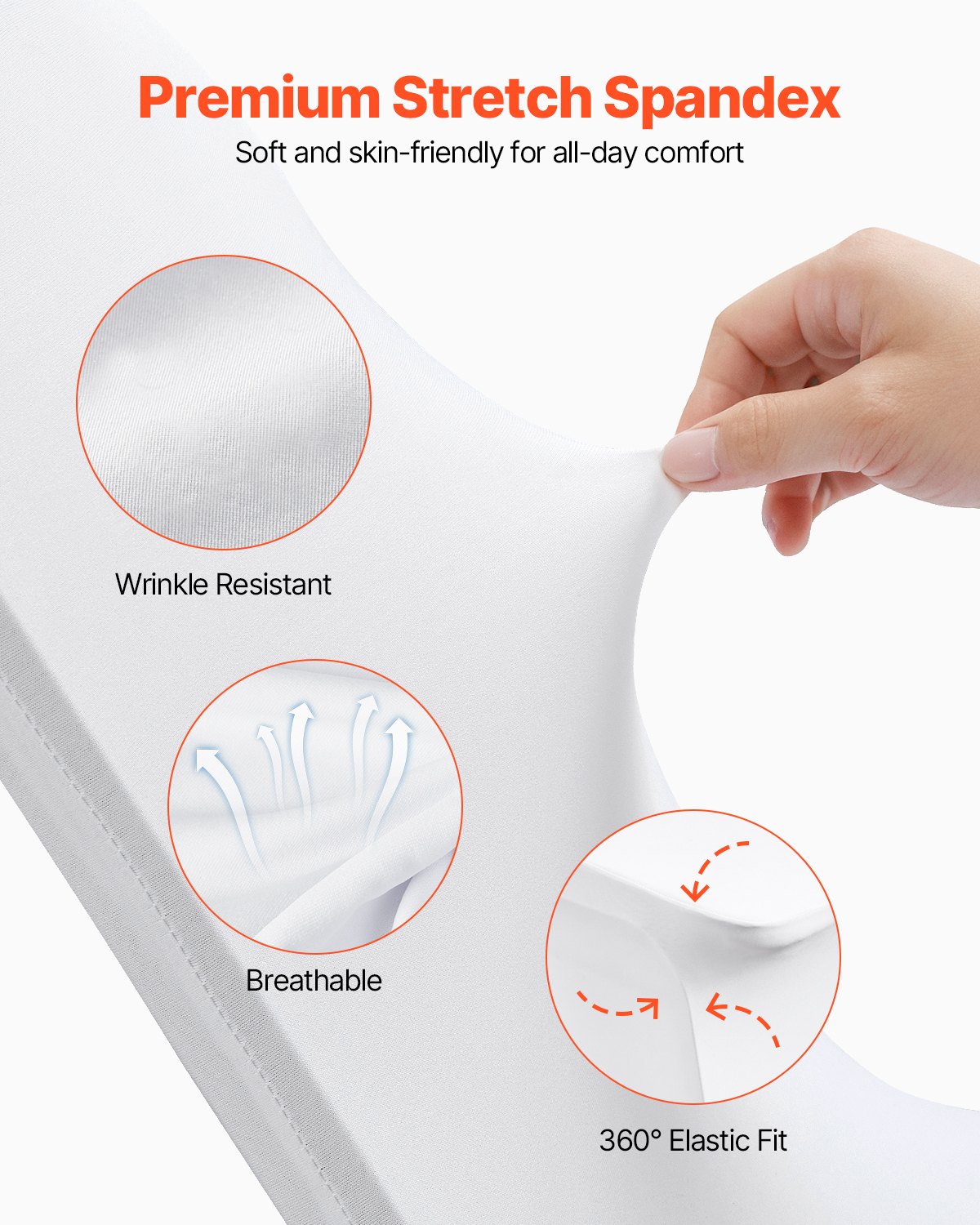 VEVOR Fundas Elasticas para Sillas 100 Piezas Fundas para Sillas 83 - 93 cm Fundas de Sillas para Bodas 94% Poliéster y 6% Elastano Blanco Limpieza Fácil para Fiestas de Cumpleaños, Bodas, Banquetes