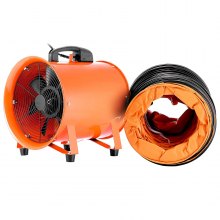 VEVOR Utility Blower Fan Ventilador portátil de 10 pulgadas Ventilador de alta velocidad Mighty Mini Low Noise con manguera de conducto de 5 m (10 pulgadas con manguera de conducto de 5 m)