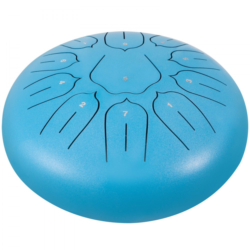 Tambor de lengüeta de acero VEVOR 11 notas 10 pulgadas de diámetro Tambor de lengüeta Azul cielo Handpan Tambor Notas Instrumento de percusión Tambores de acero Instrumentos con bolsa, libro, mazos, soporte de mazo