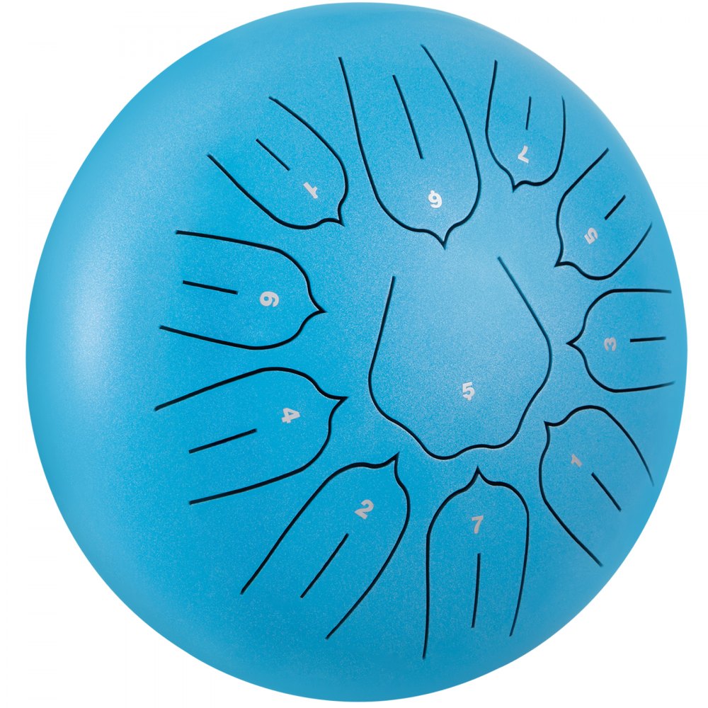 Tambor de lengüeta de acero VEVOR 11 notas 10 pulgadas de diámetro Tambor de lengüeta Azul cielo Handpan Tambor Notas Instrumento de percusión Tambores de acero Instrumentos con bolsa, libro, mazos, soporte de mazo
