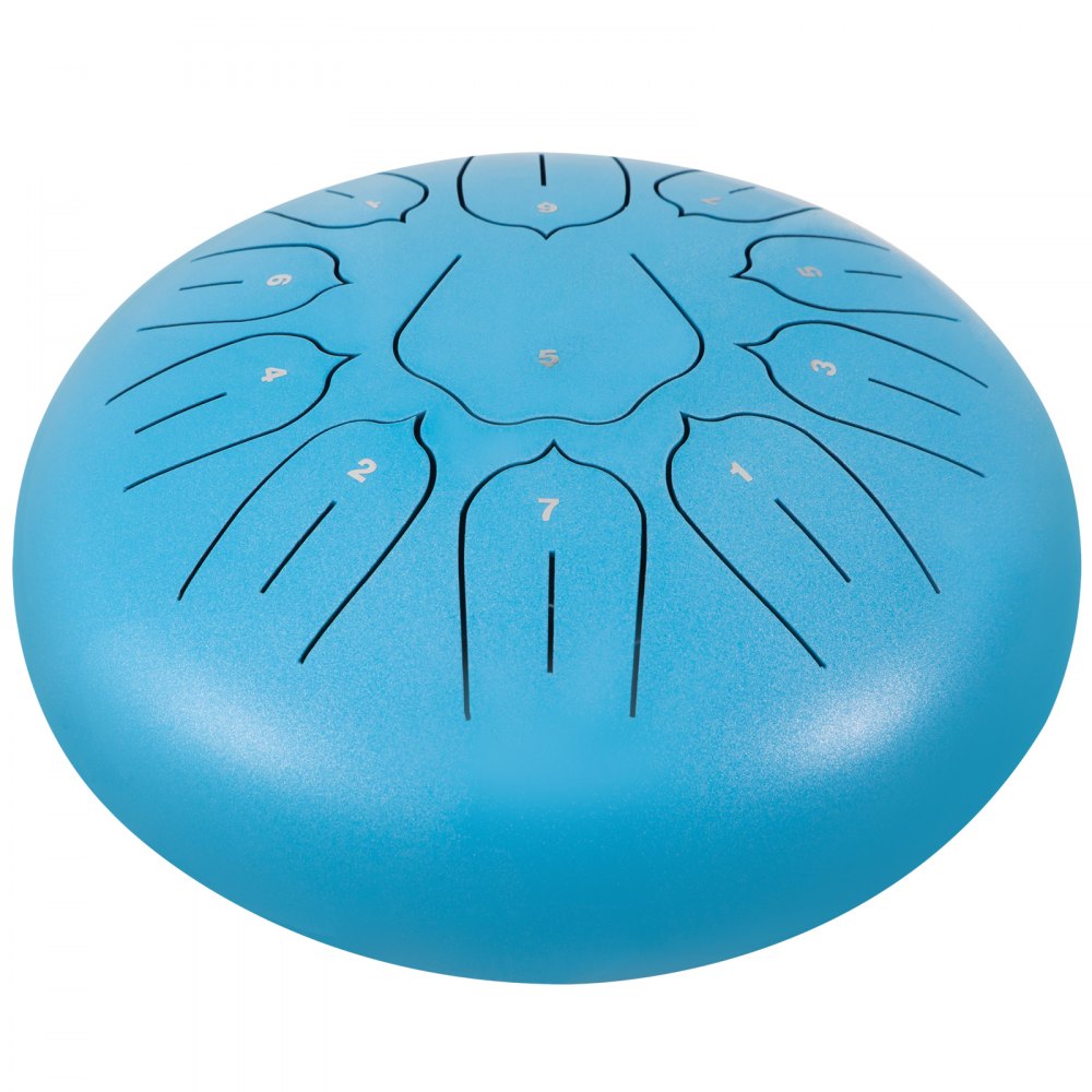 Tambor de lengüeta de acero VEVOR 11 notas 10 pulgadas de diámetro Tambor de lengüeta Azul cielo Handpan Tambor Notas Instrumento de percusión Tambores de acero Instrumentos con bolsa, libro, mazos, soporte de mazo