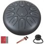 Tambor de lengüetas de acero VEVOR de 11 notas y 10 pulgadas de diámetro, color pistola, instrumento de percusión con notas de tambor handpan, incluye funda, libro, mazos y soporte para mazos.