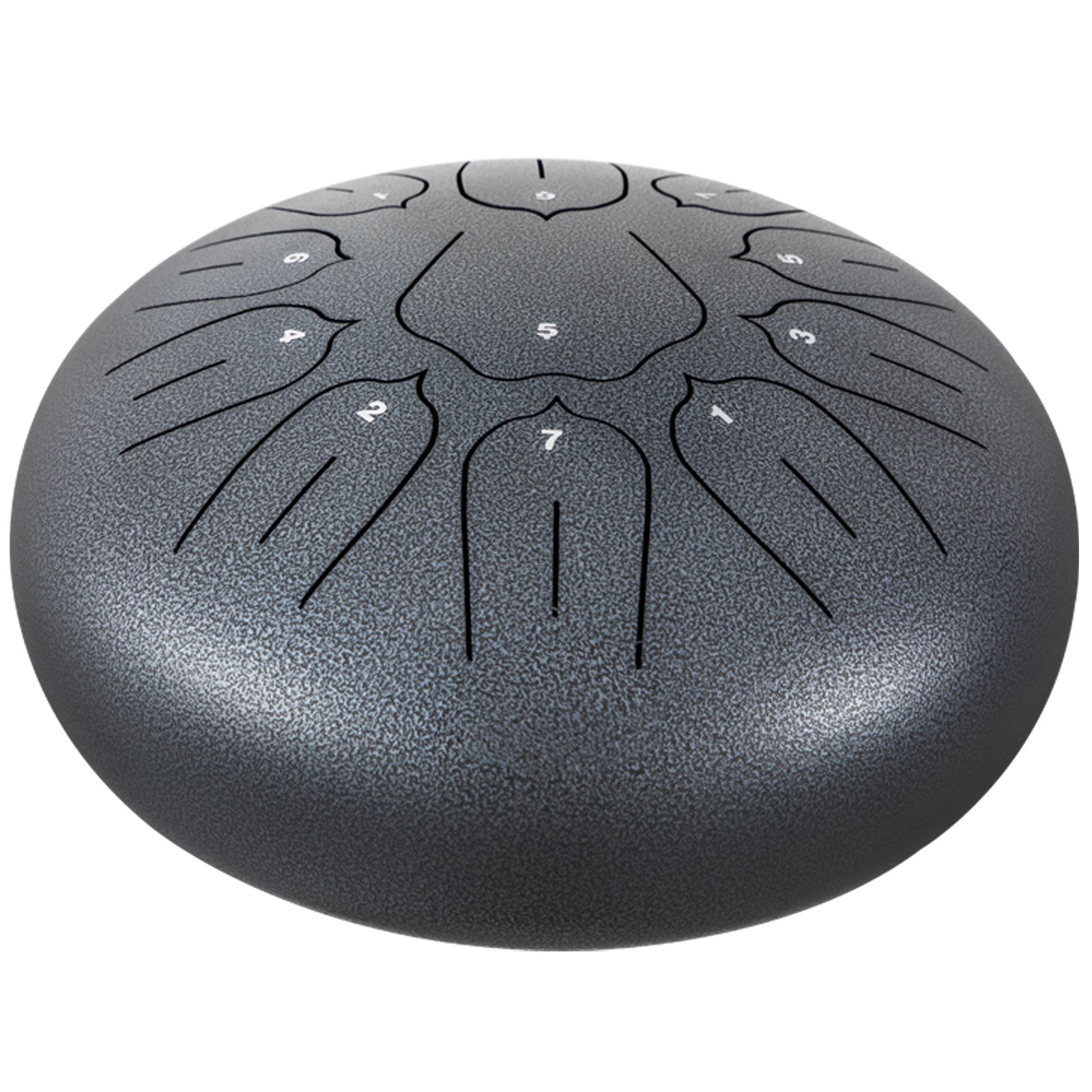 Tambor de lengüetas de acero VEVOR de 11 notas y 10 pulgadas de diámetro, color pistola, instrumento de percusión con notas de tambor handpan, incluye funda, libro, mazos y soporte para mazos.