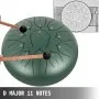 Tambor de lengüetas de acero VEVOR de 11 notas y 10 pulgadas de diámetro, color verde mineral, instrumento de percusión con notas, incluye funda, libro, mazos y soporte.