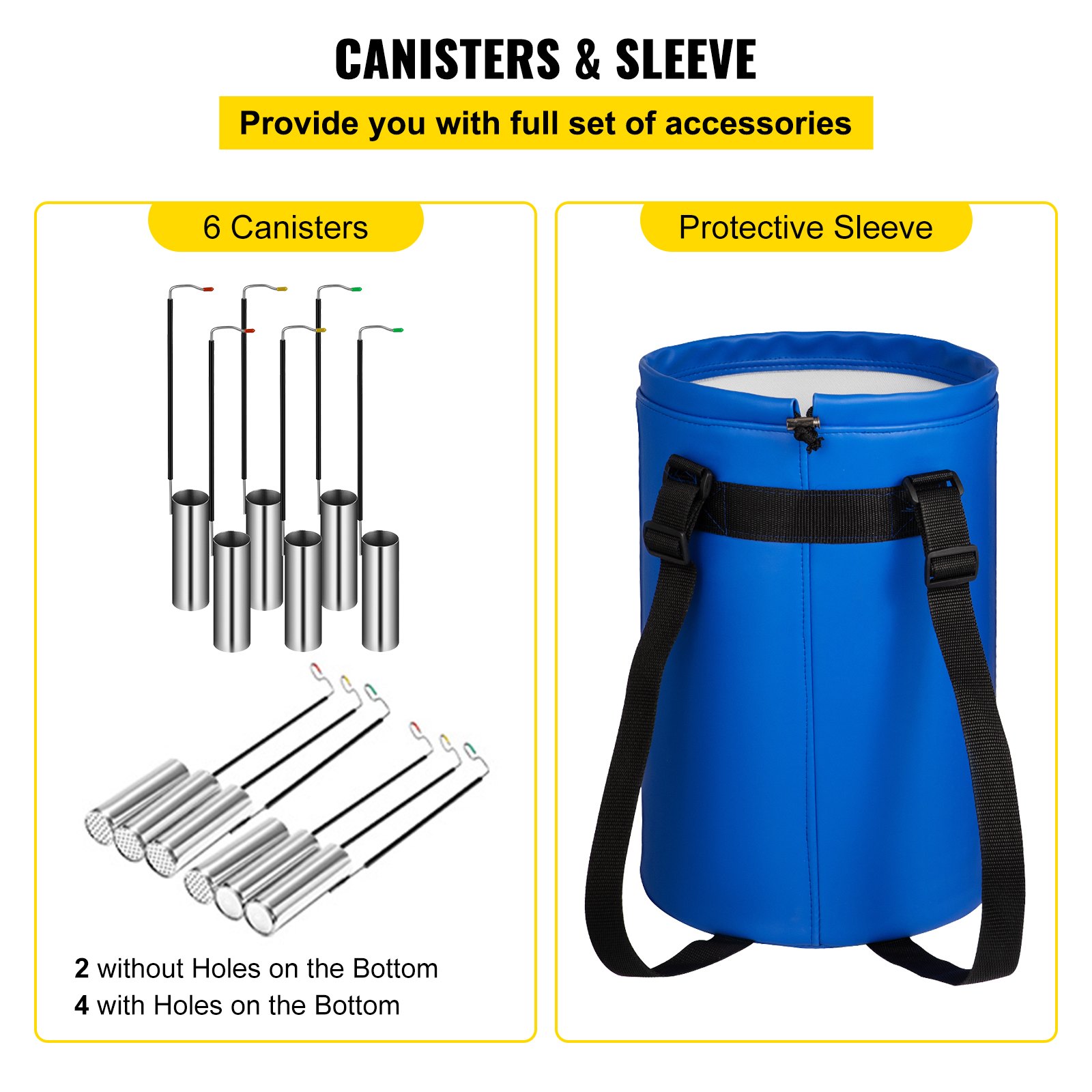 Contenedor de nitrógeno líquido VEVOR con 6 botes y funda protectora azul