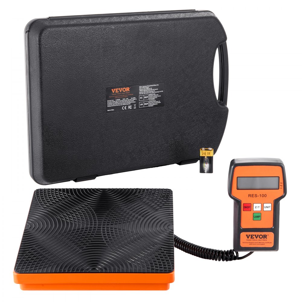 Báscula de refrigerante VEVOR, báscula de freón de recuperación de carga HAVC de 110 libras, con control remoto con cable, báscula de peso de recuperación digital electrónica de alta precisión de 2 g con estuche y batería seca