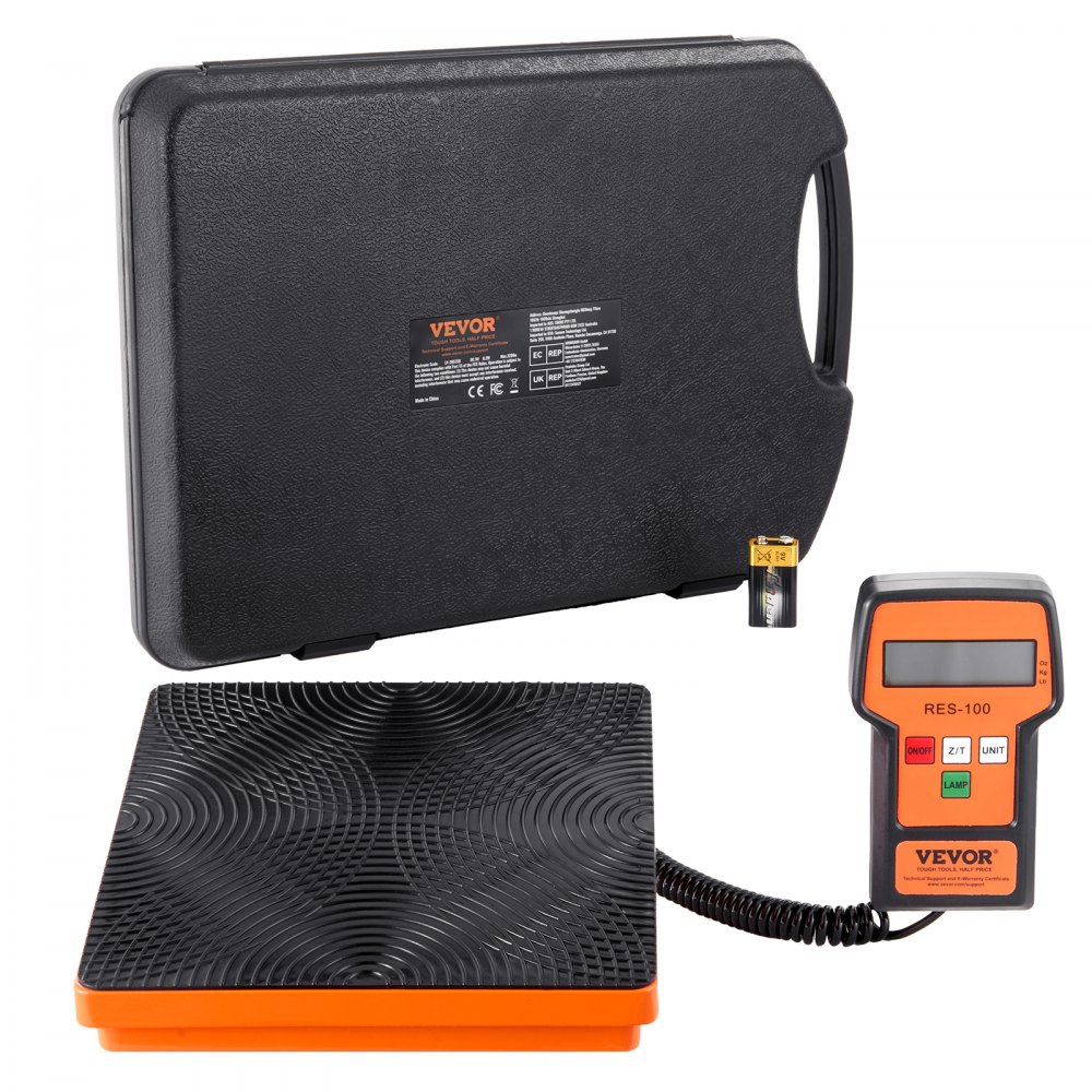 Báscula de refrigerante VEVOR, báscula de freón de recuperación de carga HAVC de 110 libras, con control remoto con cable, báscula de peso de recuperación digital electrónica de alta precisión de 2 g con estuche y batería seca