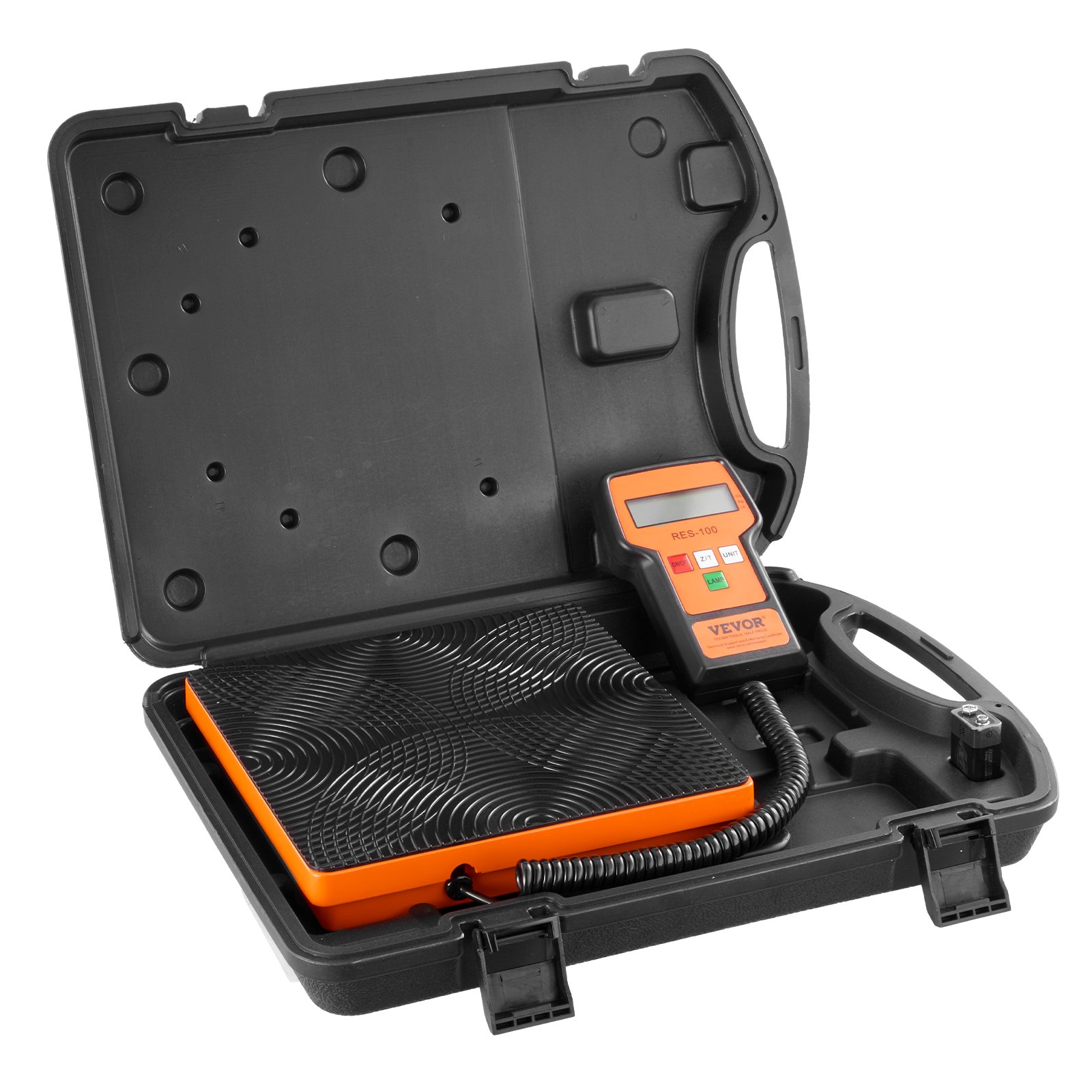 Báscula de refrigerante VEVOR, báscula de freón de recuperación de carga HAVC de 110 libras, con control remoto con cable, báscula de peso de recuperación digital electrónica de alta precisión de 2 g con estuche y batería seca
