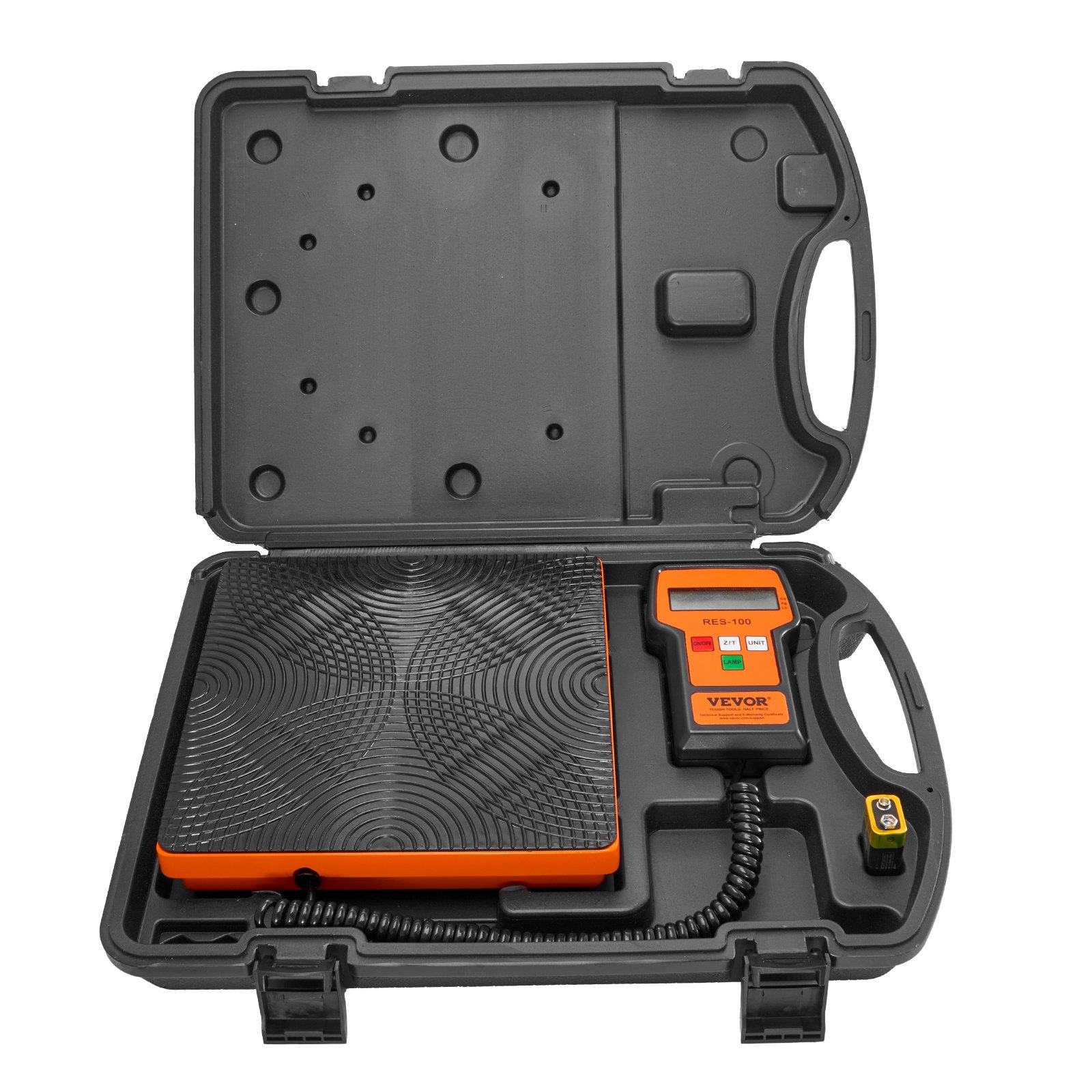 Báscula de refrigerante VEVOR, báscula de freón de recuperación de carga HAVC de 110 libras, con control remoto con cable, báscula de peso de recuperación digital electrónica de alta precisión de 2 g con estuche y batería seca
