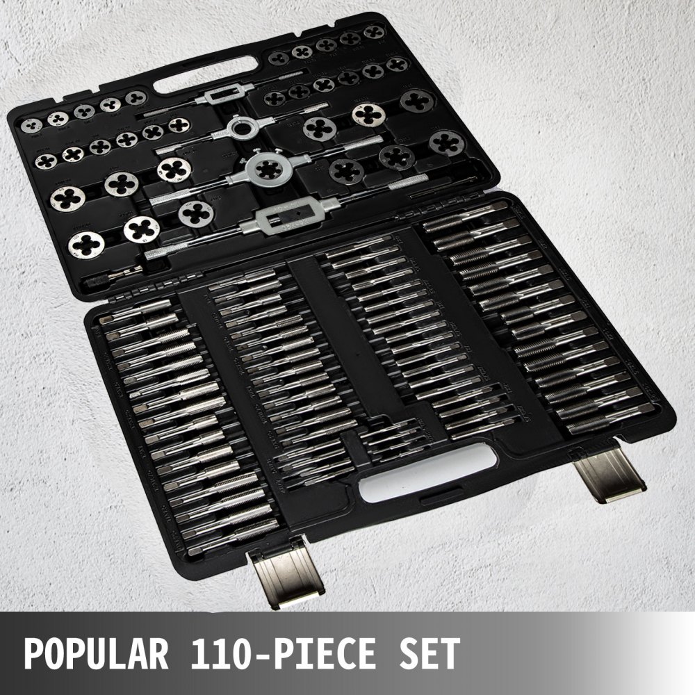 VEVOR Juego de Machos y Matrices, Juego de Machos y Matrices Métricos,110 Piezas Tungsteno, Herramienta de Roscado y Roscado de Tungsteno para Máquinas Herramienta/Módulos de Precisión/Transformadores