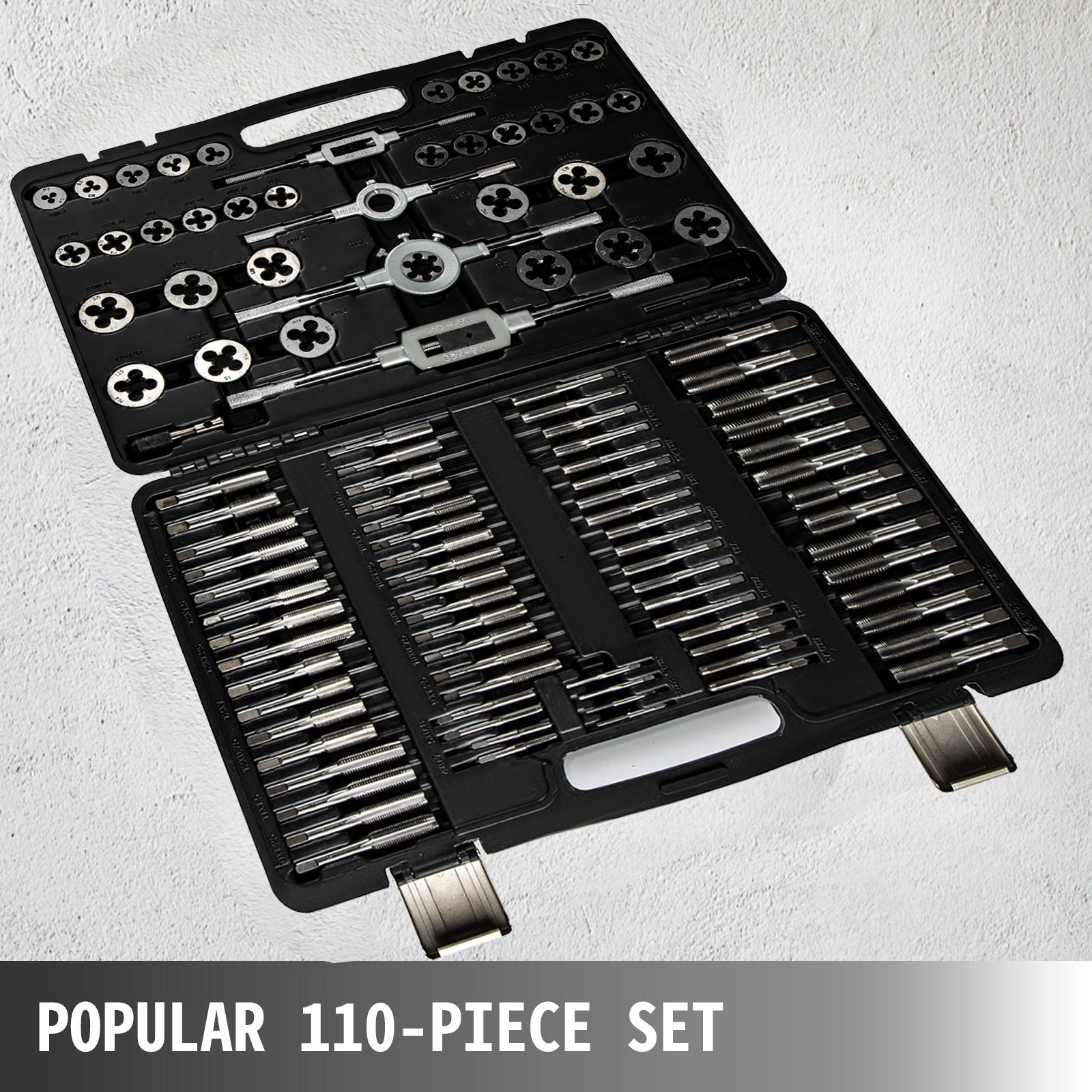 VEVOR Juego de Machos y Matrices, Juego de Machos y Matrices Métricos,110 Piezas Tungsteno, Herramienta de Roscado y Roscado de Tungsteno para Máquinas Herramienta/Módulos de Precisión/Transformadores