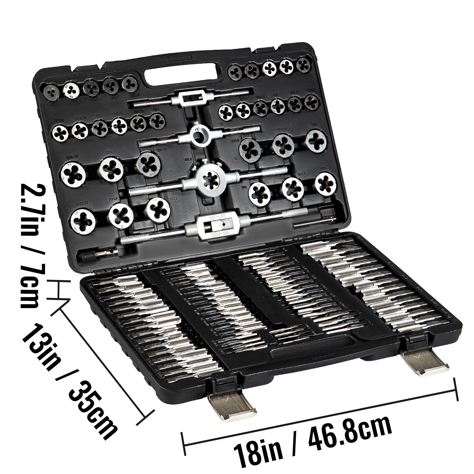 VEVOR Juego de Machos y Matrices, Juego de Machos y Matrices Métricos,110 Piezas Tungsteno, Herramienta de Roscado y Roscado de Tungsteno para Máquinas Herramienta/Módulos de Precisión/Transformadores