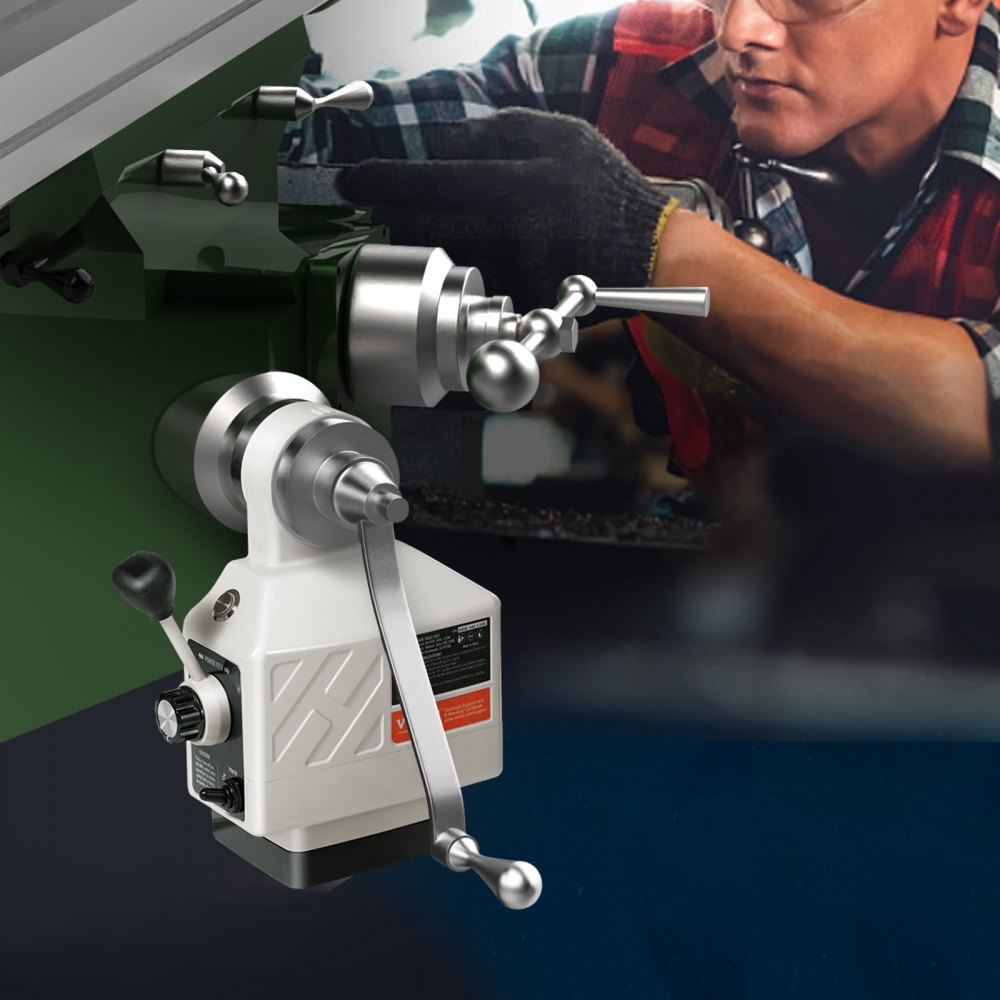 Alimentador de fresadora VEVOR con eje Z, par de 450 in-lb, velocidad de rotación ajustable de 0 a 200 RPM, 120 V, para fresadoras Bridgeport de tipo rodilla con eje de 5/8" de diámetro.