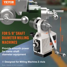 VEVOR Alimentación de potencia del eje Z para fresadora, par de 450 in-lb, velocidad de rotación ajustable de 0-200 RPM, alimentador de molino de alimentación de mesa eléctrica de 120 V, para Bridgeport algunos molinos tipo rodilla con un diámetro de eje final de 5/8