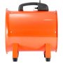 Extractor de aire VEVOR naranja con asa y patas de apoyo negras.