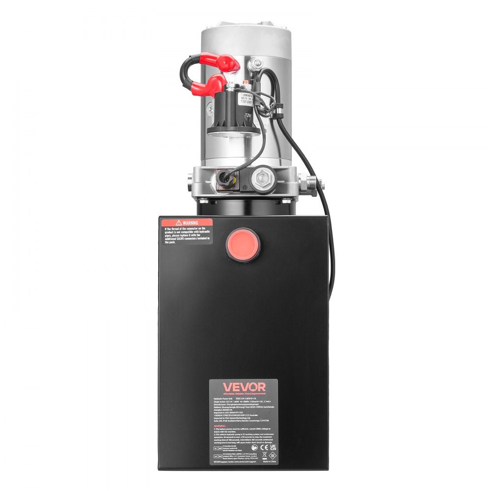 Unidad de potencia hidráulica VEVOR de 13 cuartos, bomba de remolque basculante de simple efecto, presión máxima de alivio de 3200 PSI y caudal de 0,91 GPM, bomba hidráulica de 12 V CC con depósito metálico para elevación de vehículos en remolques basculantes.