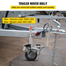 VEVOR Trailer Mover 350W 12V Gato de remolque eléctrico Carga máxima del vehículo 5000 libras Rueda jockey para remolque Gato de remolque utilitario Fácil de maniobrar Remolque Caravana Barco (12V/350W)