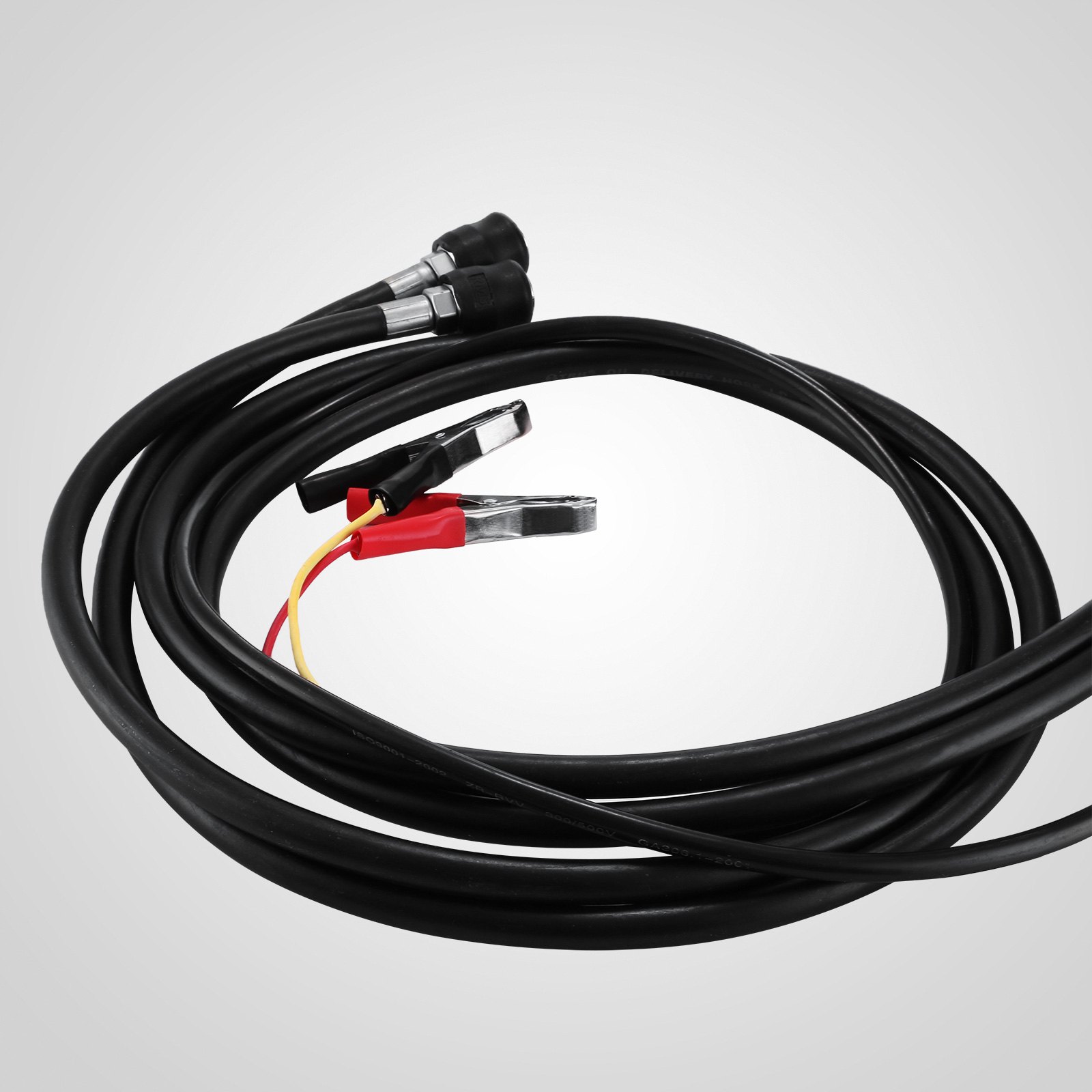 Cables negros enrollados con abrazaderas metálicas para máquina de descarga de transmisión VEVOR.