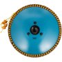 Tambor de lengüeta VEVOR azul con un borde trenzado decorativo amarillo y marrón.