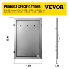 VEVOR Puerta de Cocina al Aire Libre Puerta de BBQ de 36 x 50 cm Acceso Simple
