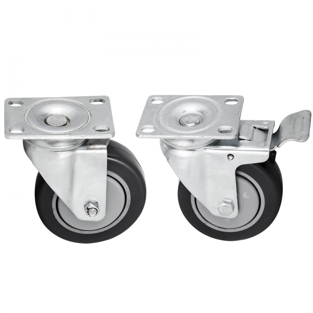 VEVOR 16 ruedas giratorias de 4 pulgadas con base de goma, ruedas giratorias de poliuretano con placa superior y rodamientos, capacidad de carga resistente de 286 libras cada rueda