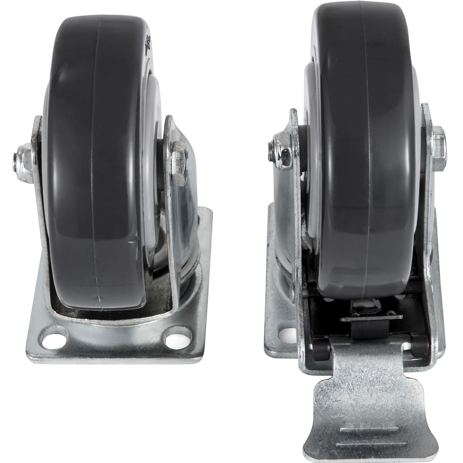 VEVOR 16 ruedas giratorias de 4 pulgadas con base de goma, ruedas giratorias de poliuretano con placa superior y rodamientos, capacidad de carga resistente de 286 libras cada rueda