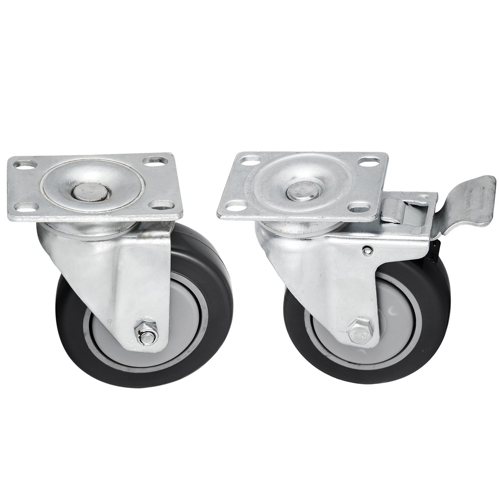 VEVOR 16 ruedas giratorias de 4 pulgadas con base de goma, ruedas giratorias de poliuretano con placa superior y rodamientos, capacidad de carga resistente de 286 libras cada rueda