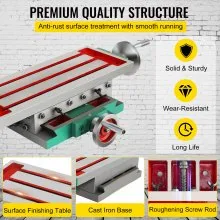 VEVOR Mesa de trabajo de fresado de 17.7 x 6.7 pulgadas, mesa de trabajo de fresadora compuesta de 2 ejes de 4 vías, mesa de trabajo de fresado multifunción estructura resistente, para fresadora y taladradora