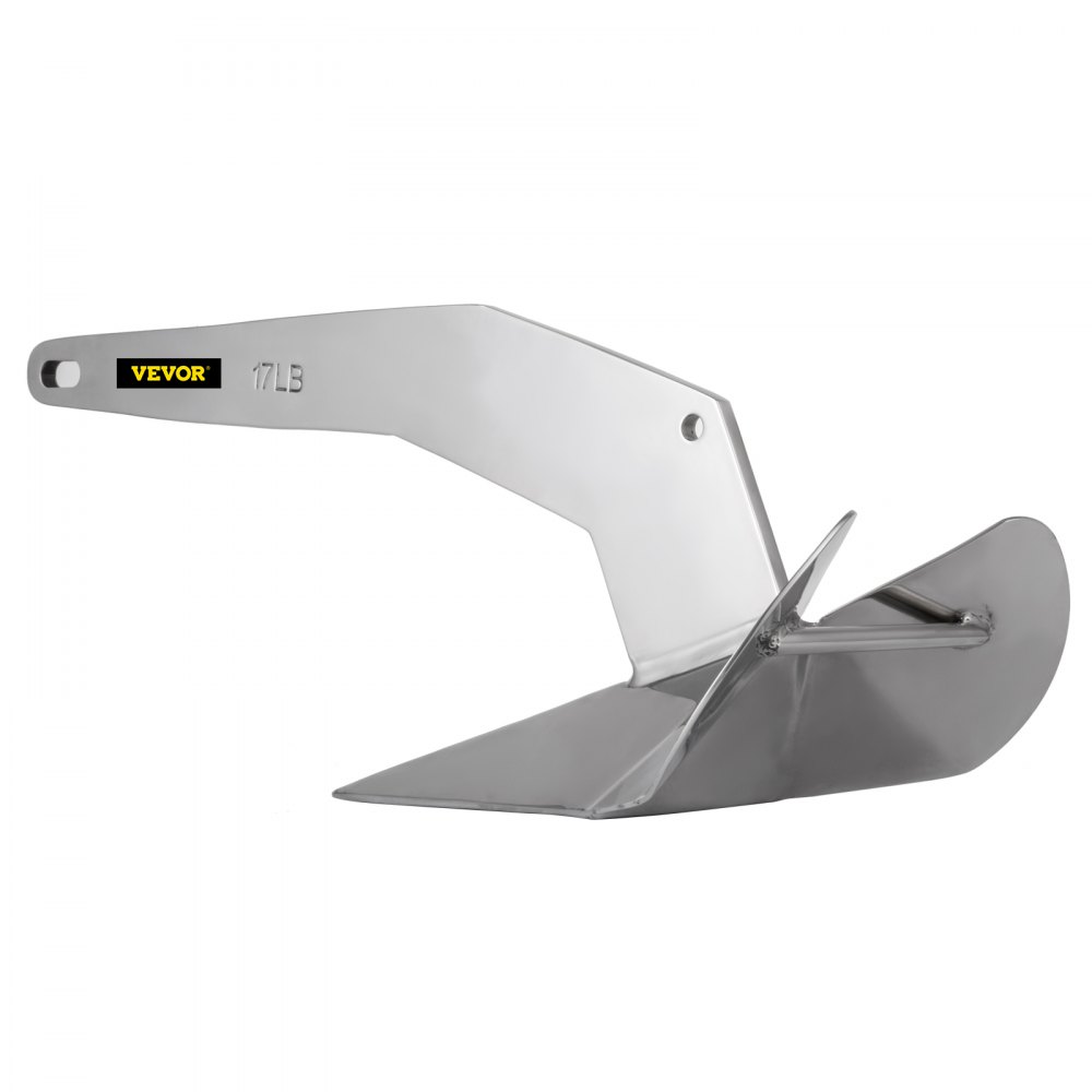 Ancla de barco VEVOR de 17 lb, acero inoxidable con bordes afilados y construcción duradera.