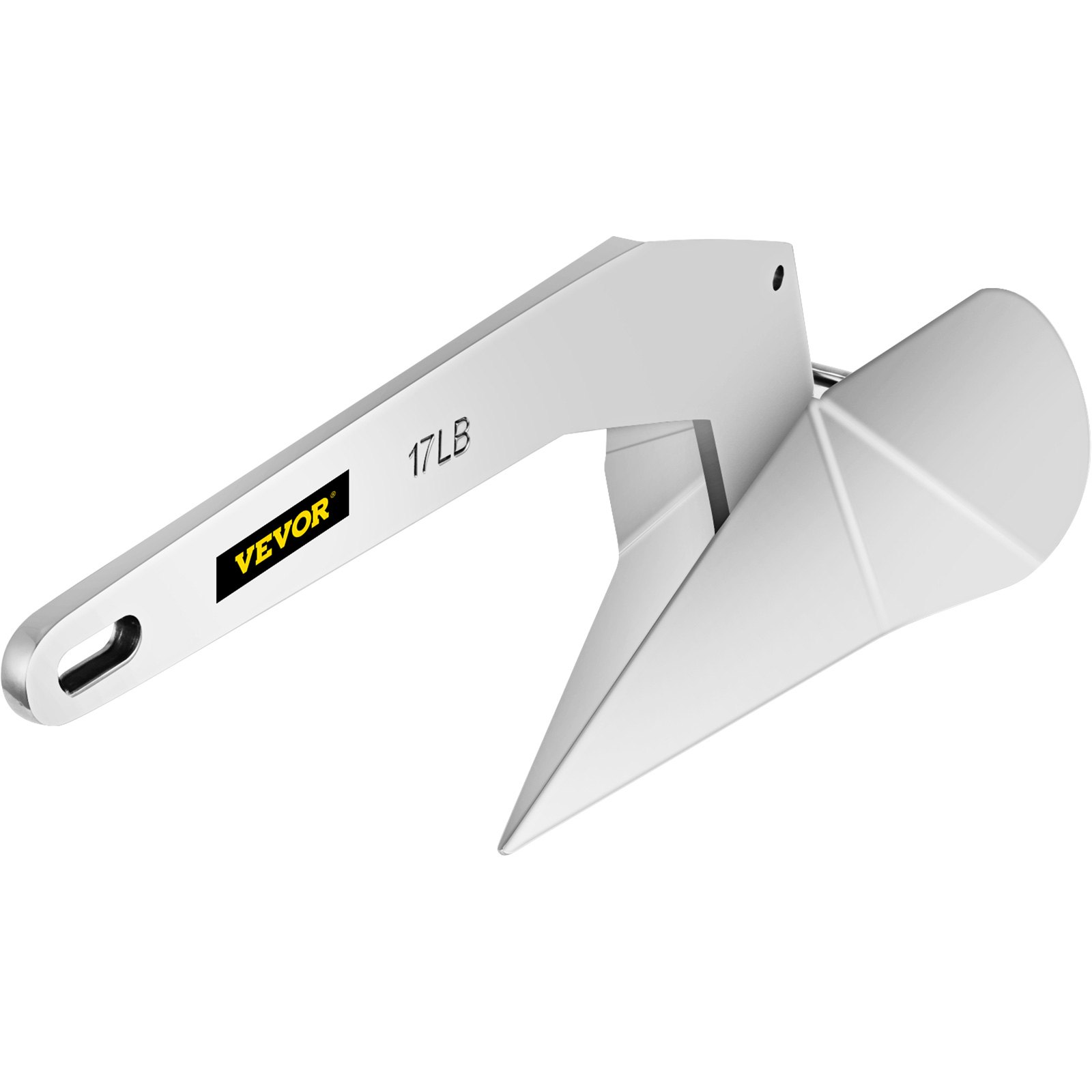 Ancla de barco VEVOR, 17 lb, acabado metálico con un diseño elegante.