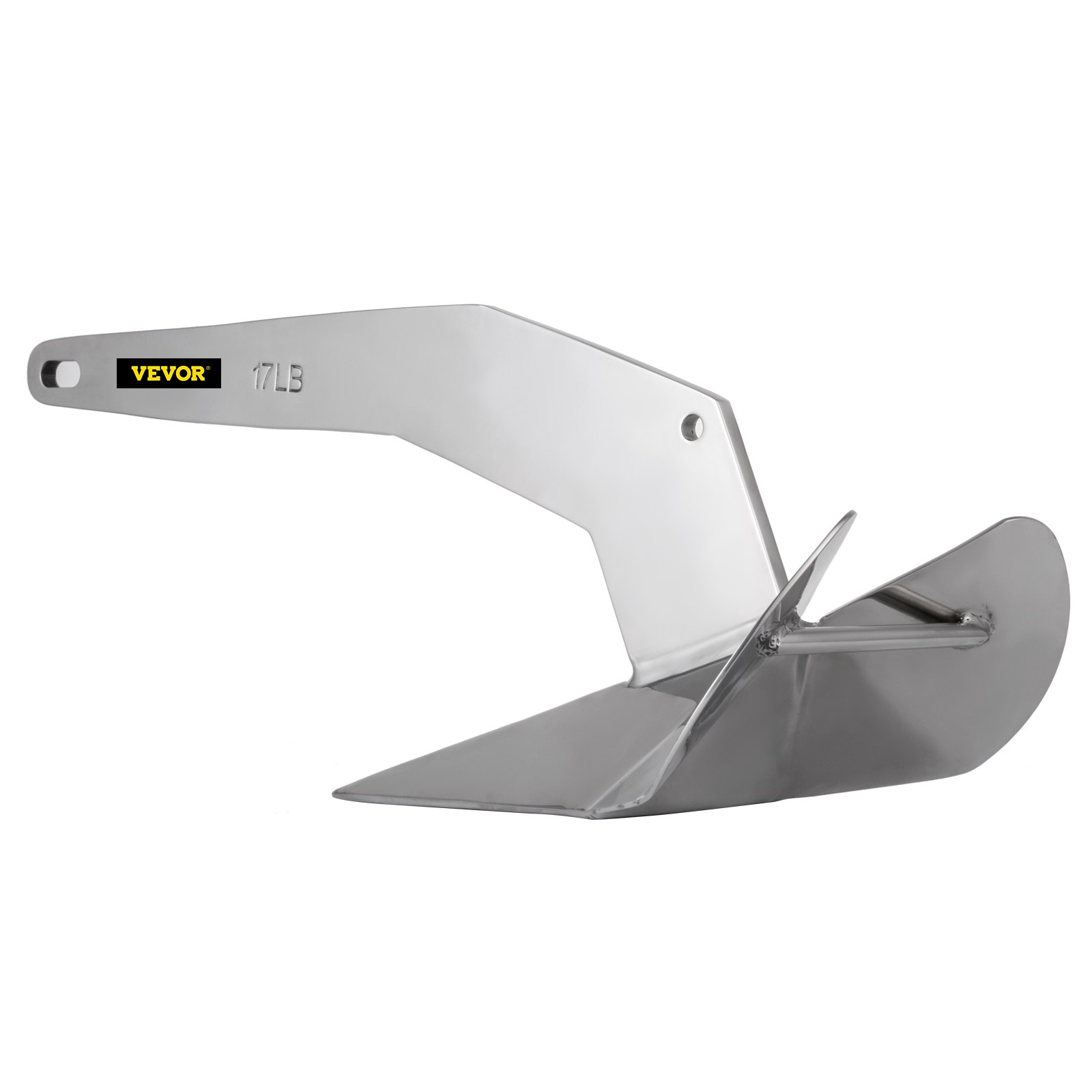 Ancla de barco VEVOR de 17 lb, acero inoxidable con bordes afilados y construcción duradera.
