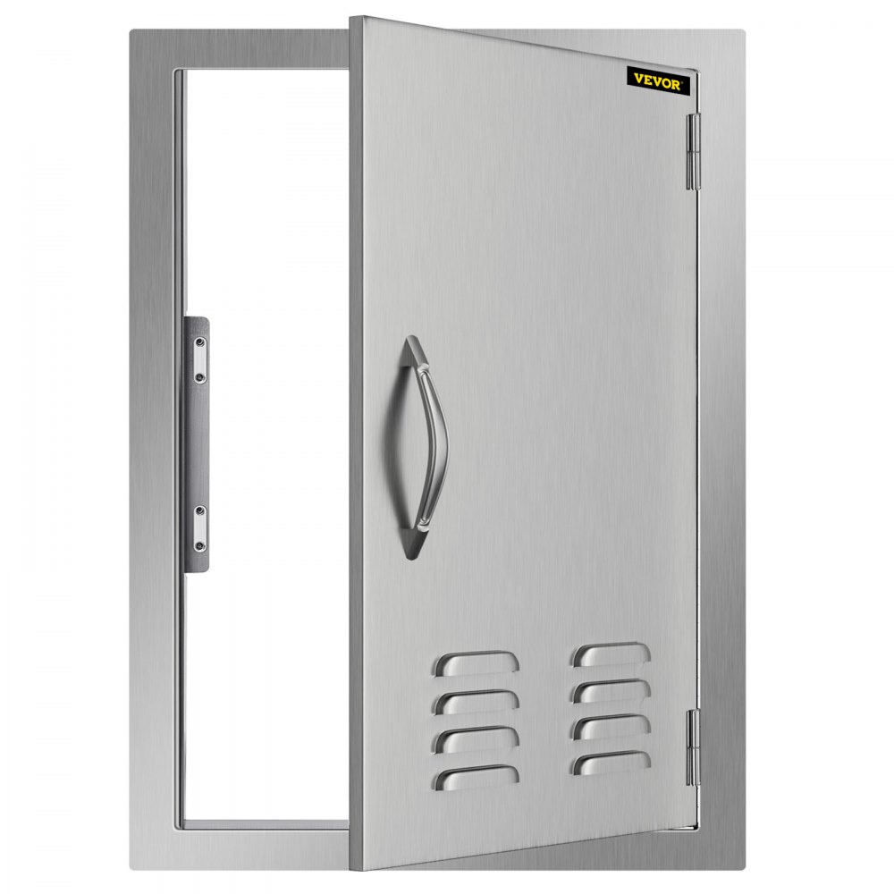 Puerta de acceso para barbacoa VEVOR de 17 x 24 pulgadas, puerta de isla vertical con respiraderos, puerta de acceso simple de acero inoxidable, montaje empotrado, cocina al aire libre