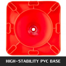 Conos de seguridad vial 12 PCS Conos de estacionamiento de PVC 18“”W / 1 Collares reflectantes 11“”X 11 ‘’‘’Base de PVC rojo para sitios de construcción de carreteras de advertencia más alta