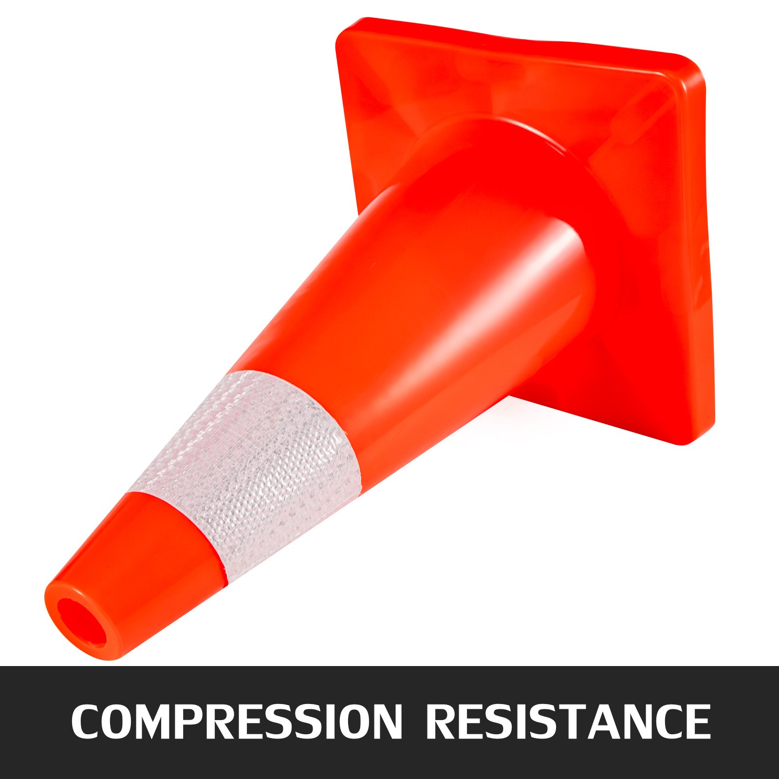 Conos de tráfico VEVOR (paquete de 8), 45 cm, PVC naranja, con collar reflectante, para entrenamiento de estacionamiento en carretera.