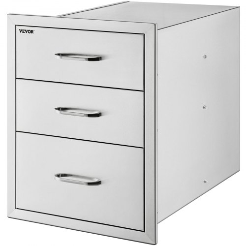 VEVOR Cajonera de Acero Inoxidable Tres Cajones 45.7 x 58.9 x 57.9 CM Cajonera de Cocina Cajón para Barbacoa Cajonera para Cocina Armario de Cajones Cajón Barbacoa
