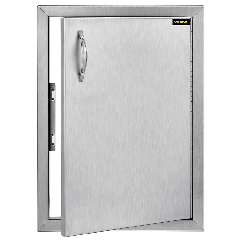 Puerta de acceso a cocina exterior VEVOR de acero inoxidable con tirador y marco elegantes.