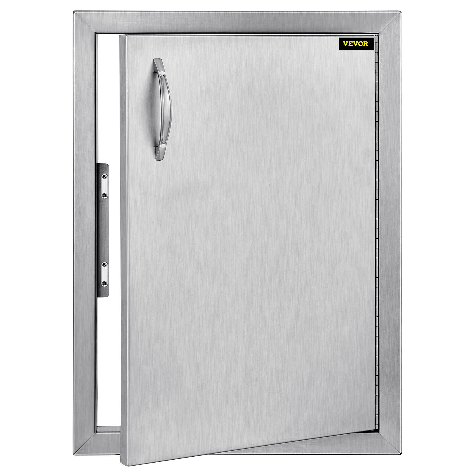 Puerta de acceso a cocina exterior VEVOR de acero inoxidable con tirador y marco elegantes.