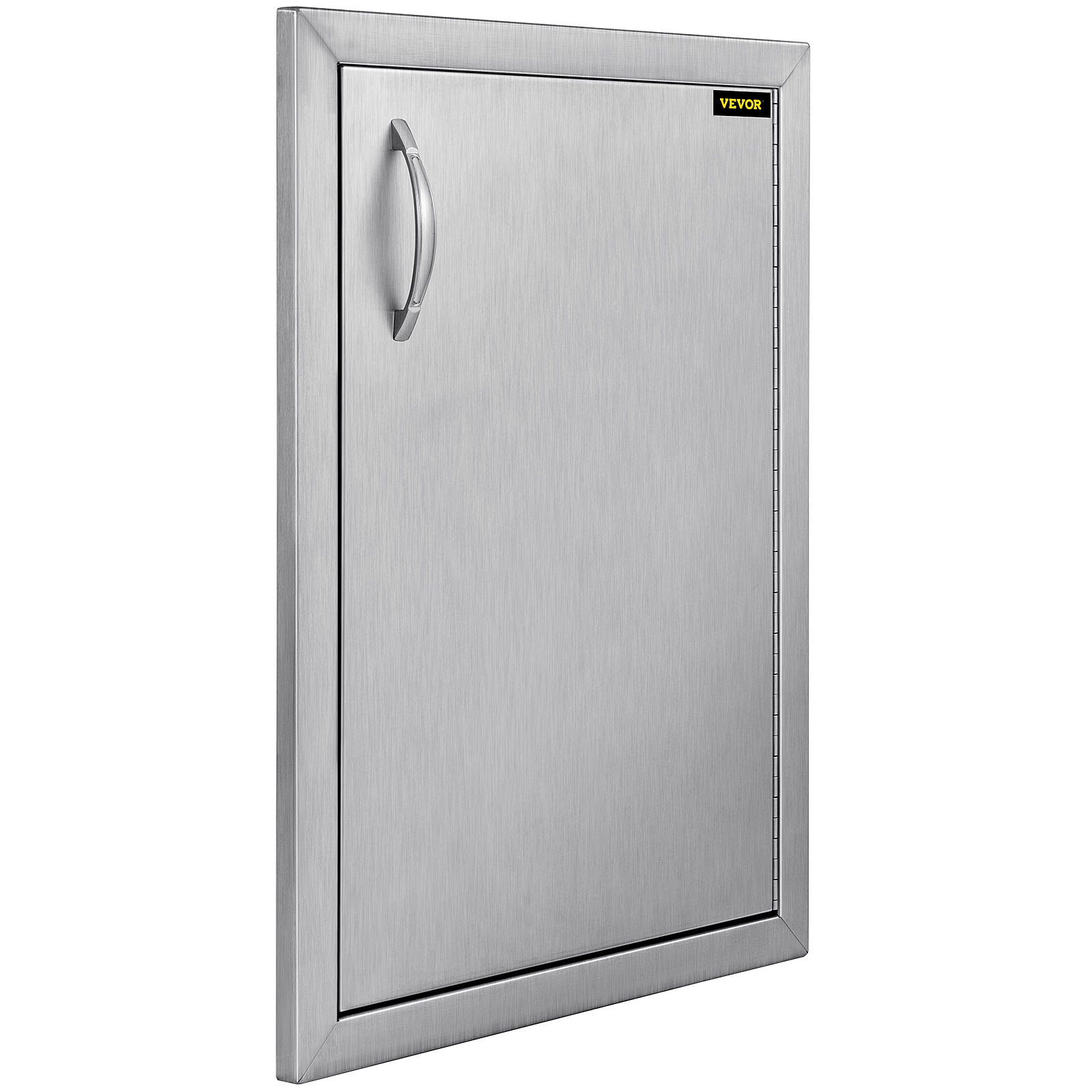 Puerta de acceso a cocina exterior VEVOR, acero inoxidable, tirador horizontal simple.